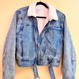 WOMENS SHERPA LINED DENIM / JEAN CROP JACKET